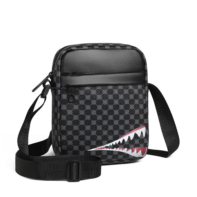 Borsa da uomo e da donna retrò casual a spalla singola con tracolla regolabile e stampa a quadri, adatta per l'uso quotidiano, borsa a tracolla