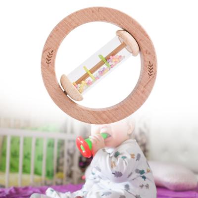Wooden Baby Rattle Grasping Wood Teether Toy for 612 Months Boys Girls Gift