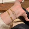 Elegant Vintage Heart Bracelet with Sparkling Diamonds Dainty Movable Bangle for Women Stylish Accessory
