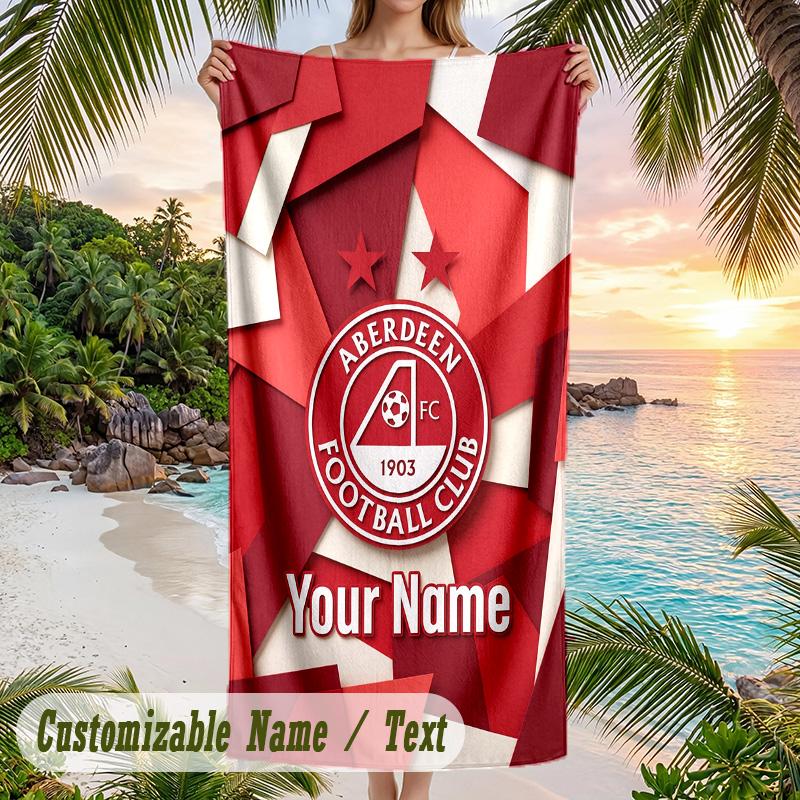 Beach Towel Aberdeen FC Print Custom Name Text Soft Towel for Swimming Pool
