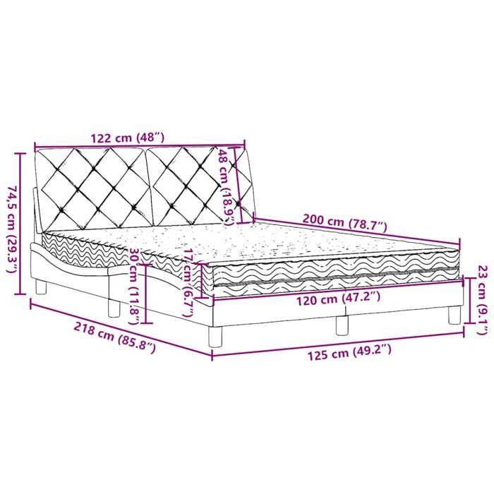 VidaXL Lit avec matelas crème 120x200 cm tissu 3310732