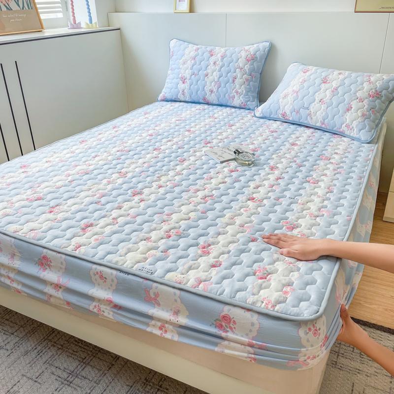 Quilted Mattress Cover Simple Print Bed Cover Thickened Fitted Sheet Home Elastic Bed Linen fundas de colchón (No Pillowcase)