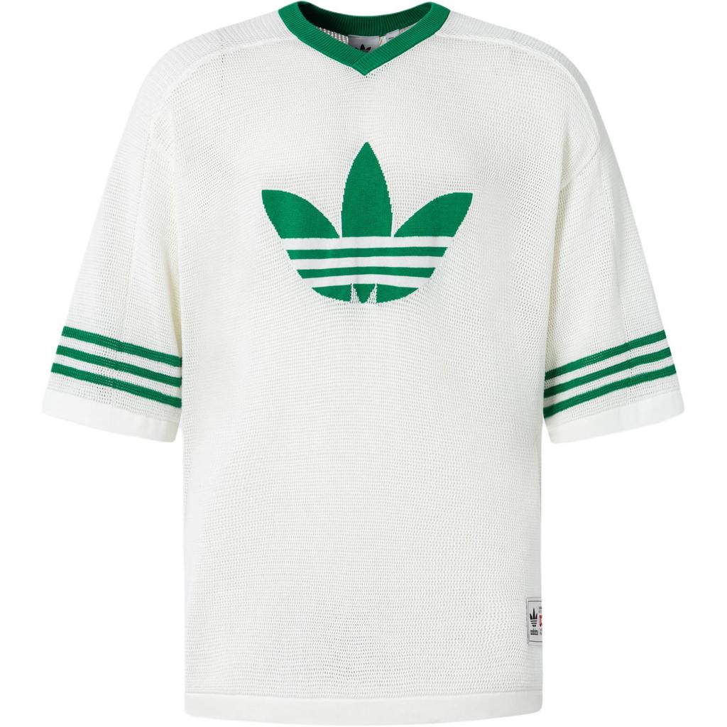 adidas Originals Blockcore Kurzarm Strick T-Shirt Unisex Oberteile Weiß JL5974