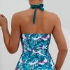 Printed Tie Back High Waist One Piece Sexy Bikini Swimsuit Women Fashion Elegant Beach Vacation Wear
