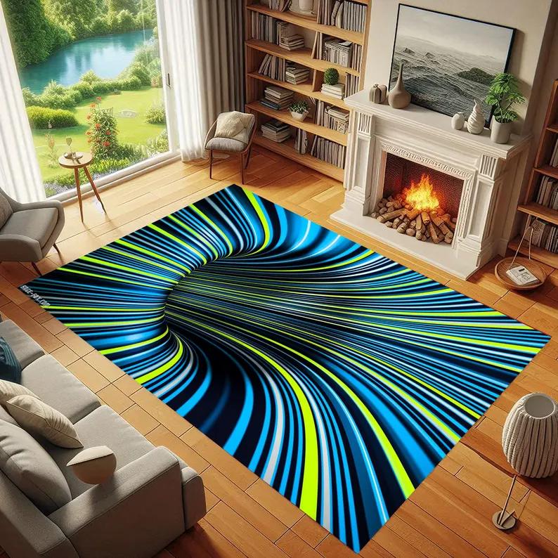 3D-Illusions-Teppich Tiefes Loch Design Gamingzimmer-Matten Heim Wohnzimmer Schlafzimmer Dekoration Teppiche