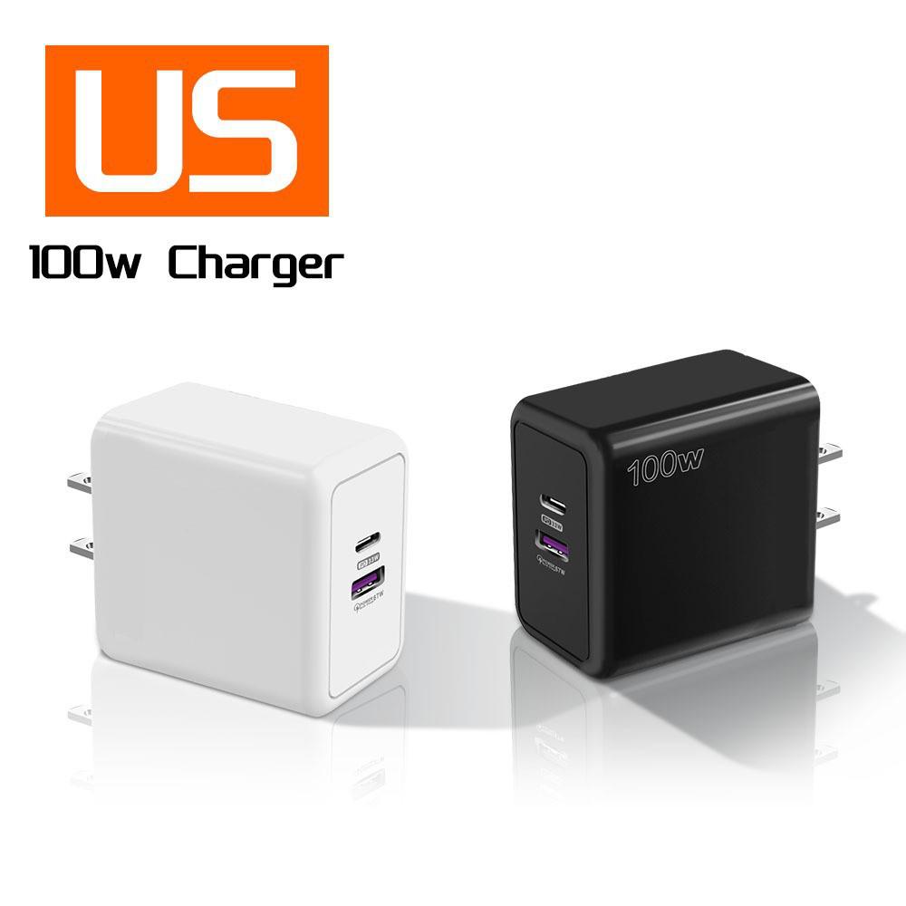 100W Multi-Port Fast Charger: Type-C PD+USB, EU/UK Plug, Compatible with iPhone 15