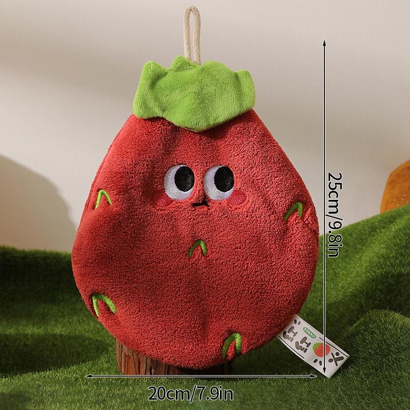Double-thickness Hand Towel Kawaii Fruit Shape Hanging Towels Absorbent Hand Towels for Bathroom Kitchen Children's Towel