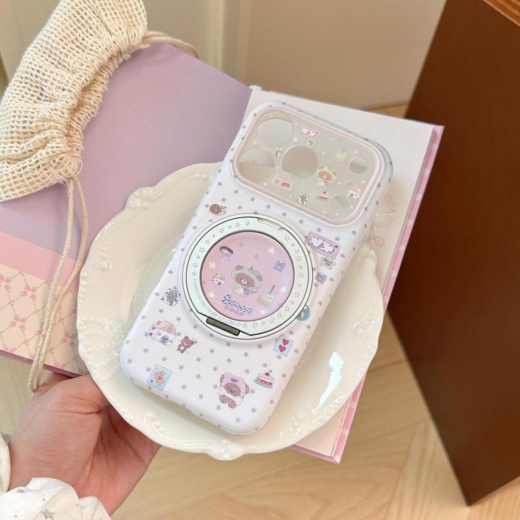 Cute Bear Magnetic Phone Case Compatible with iPhone 16, iPhone 17, and iPhone 18 Pro