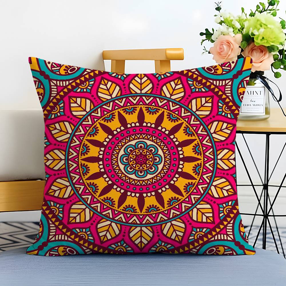 Classical impression Mandala Style Pillow Case Printed Brushed Fleece Pillow Baby Skin-Touch Eco-Friendly Dye-Sublimat