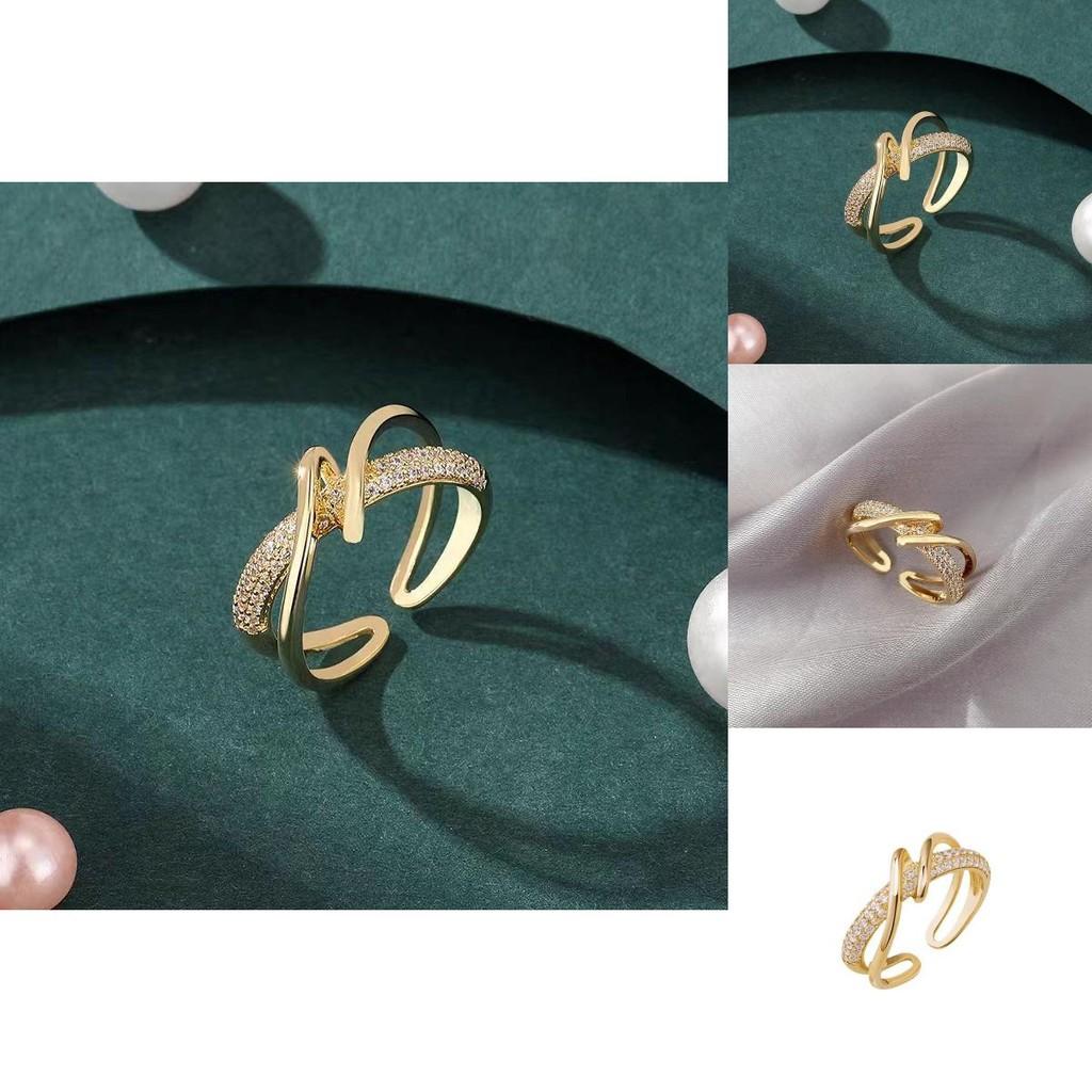 Fashionable And Modern Open Copper Ring In Gold Or Silver With Elegant Zirconia Detailing