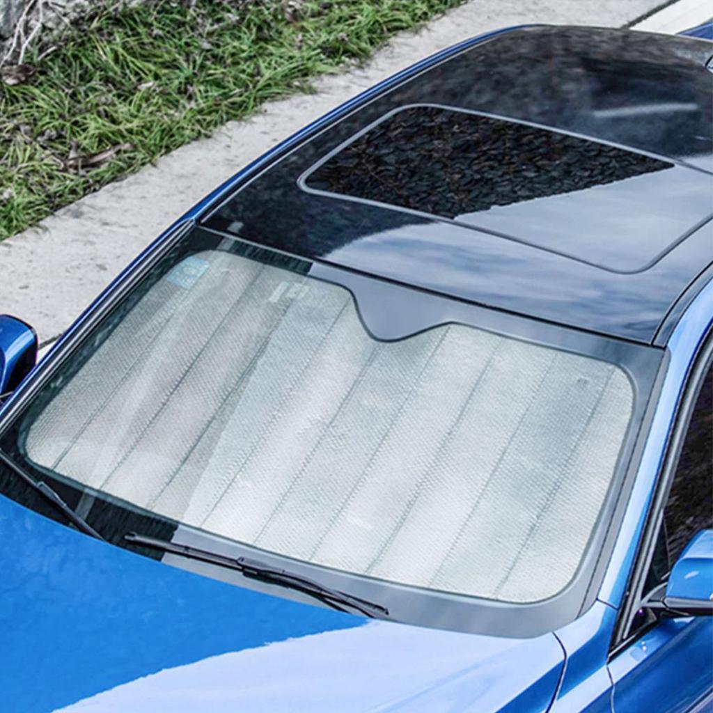 Car Windshield Sun Shade Aluminum Foil Thickened Heat Insulation Front Window Sun Visor Shield Block for Trucks Large 140x70cm/55.11x27.55in