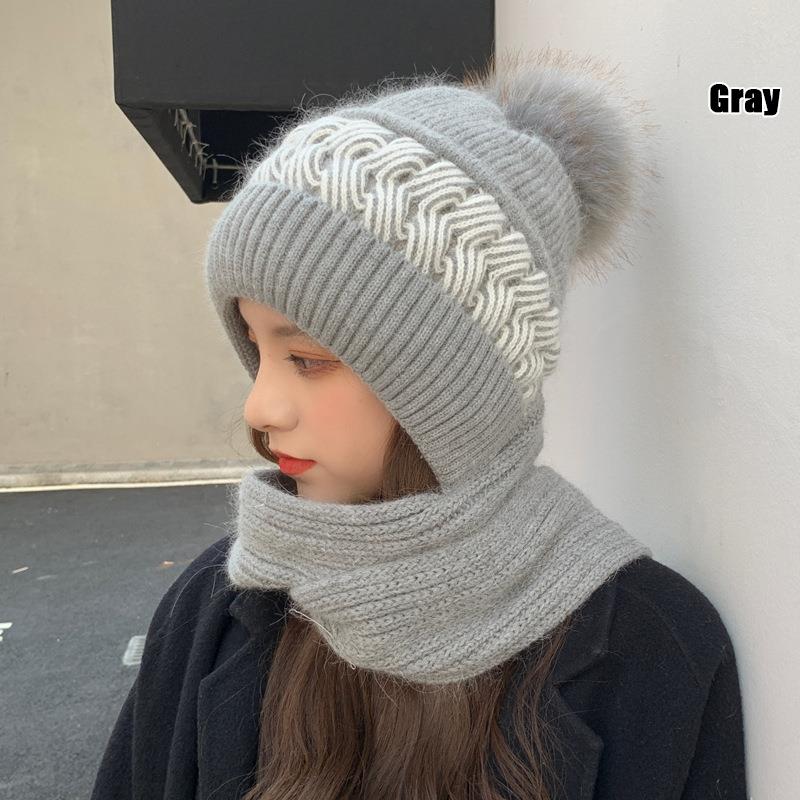 

Женская осенне-зимняя с корейской версией милая вязаная защита от холода для ушей, шеи, утолщенный шарф, шапки