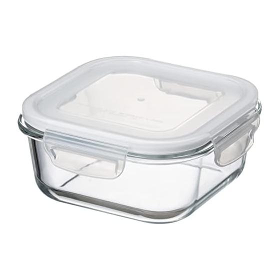 Ishigaki Sangyo Ishigaki Storage Container Size: Length 18.5 x Width 18.5 x Height 7.5cm Square 1.17L DL Heat-resistant Glass Container Microwave