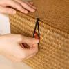 POPETPOP Suit Rattan Storage Basket with Lid, Seagrass Storage Basket, Rectangular Storage Basket, Bathroom Towel Basket, 26x16x10cm