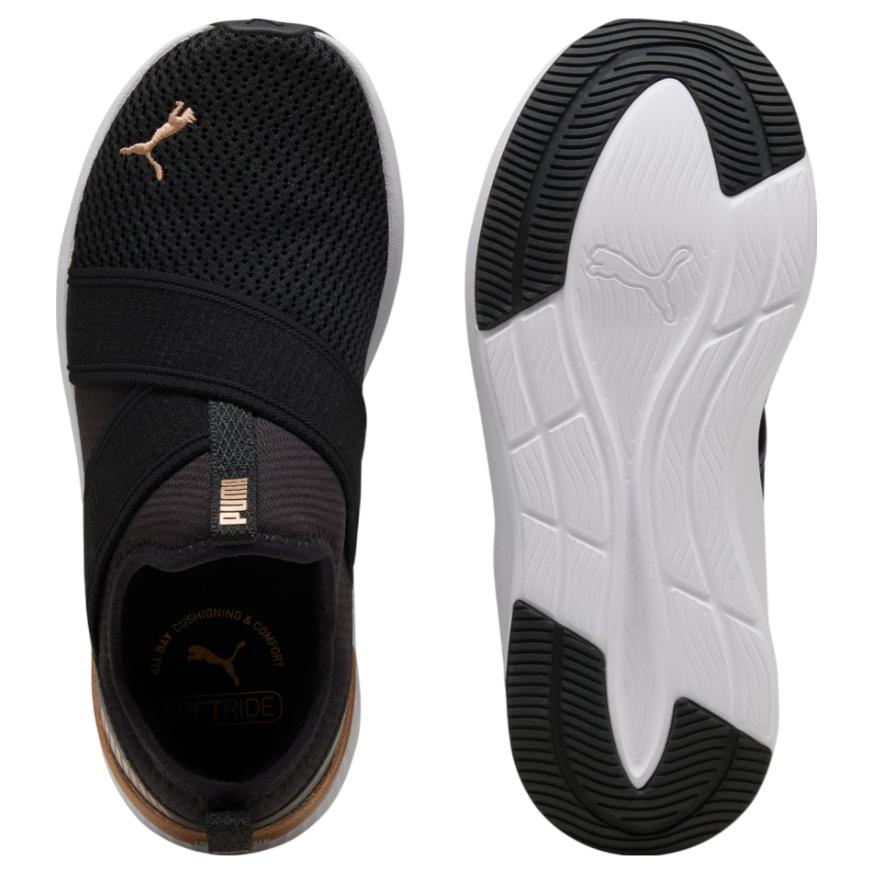 Puma Softride Harli Slip-On Black White Gold Women Sneakers 311471-01