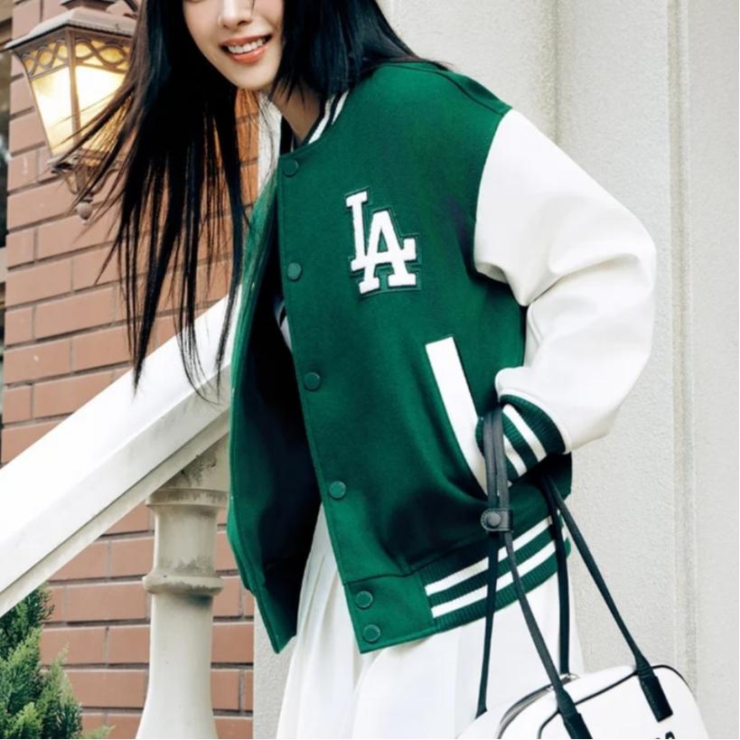 New MLB SS24 Baseball Jacket Unisex Green 3AJPV0141-07GND