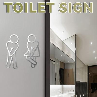 Mannen Vrouwen Badkamersignaal 2D Acryl Toiletdeursignaal Bedrijfsrestaurant Kantoor Hotel Wasruimte Muur Geslachtsaanduiding Signalisatie