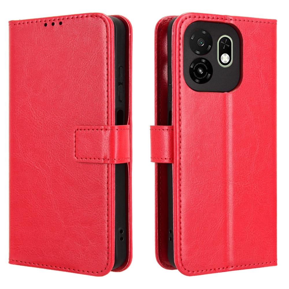 For itel A100C 4G PU Leather Case with Strap Crazy Horse Texture Phone Wallet Cover