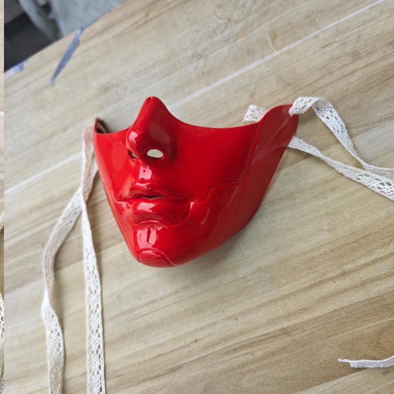 Half Face Japanese Samurai Mask Lightweight Plastic Adjustable Straps for Halloween Cosplay Comic Con Exhibition Events