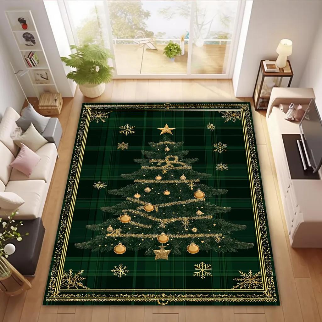 Christmas Tree Rug Anti-Slip Rug Carpets for Home Living Room Bedroom Bathroom Decor Floor Mat