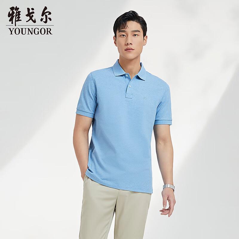 Мужская дышащая хлопковая рубашка-поло в стиле business casual Yagor 2XL светло-синий