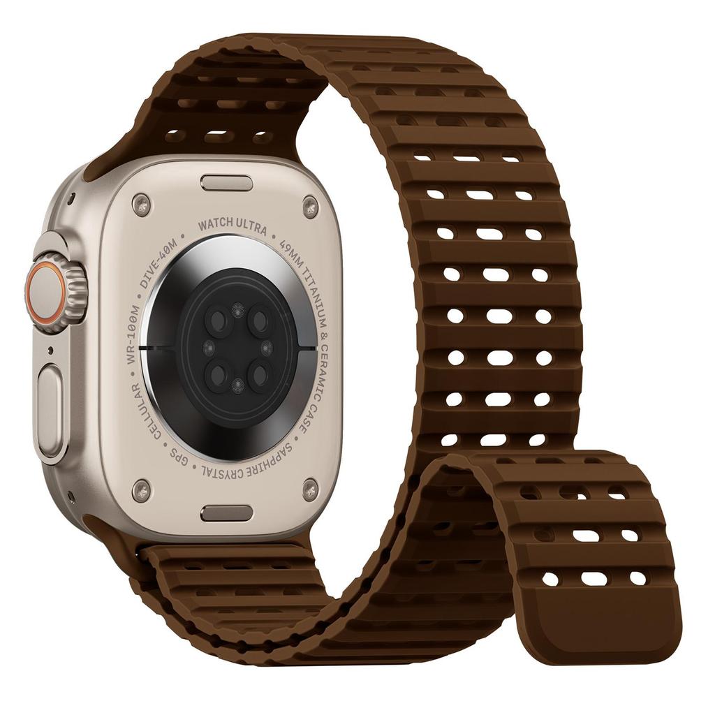 Magnetic Silicone Sport Band for Apple Watch Ultra 49mm 44/45/46mm Fish Scale Breathable Waterproof Replacement Strap Men Women