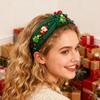 Elegant Christmas Headband Set with Christmas Tree and Pearl Imitation Retro Style Wide Knot Headband for Women
