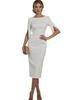 Wedding Guest Dresses MIDI Length Mermaid Half Sleeves Bodycon Formal Evening Party Gowns with Pearls