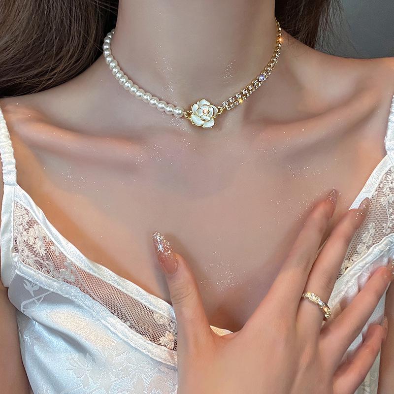 Camellia Pearl Necklace for Women - Unique Clavicle Chain, 2022 Trend