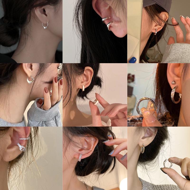 

Простые циркониевые каффы в корейском стиле для женщин - Без пирсинга, Мода холодной осени/зимы