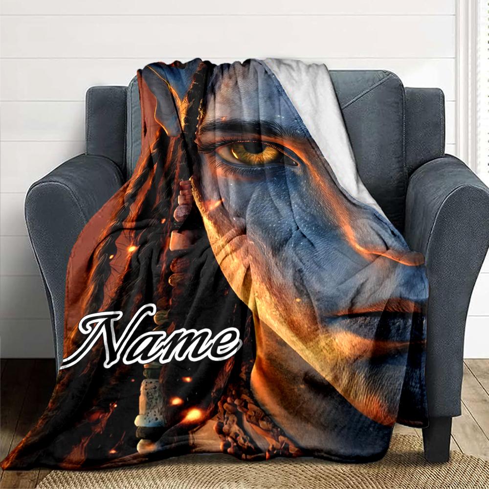 Custom Name Avatar Blue Beauty Party Blanket For Couch Bed Plush Cozy Fuzzy Blanket Super Soft Warm Blankets For Fall And Winter 0916282