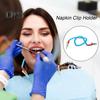 Dental Bib Clip Napkin Holder Reusable Kids Adults Elderly Colorful Elastic Spring Double-end Metal Clip Dentist Bib Holder Neck Strap