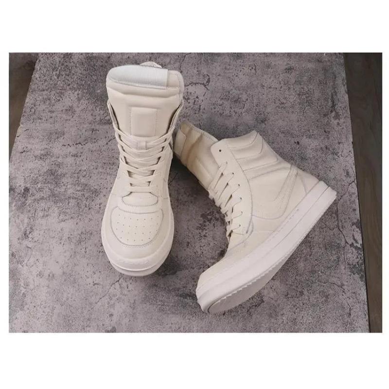 Men Genuine Leather Boots High Top Rock Sneakers Street Punk Shoes Riding Boots Women Retro Designer Platform Boots