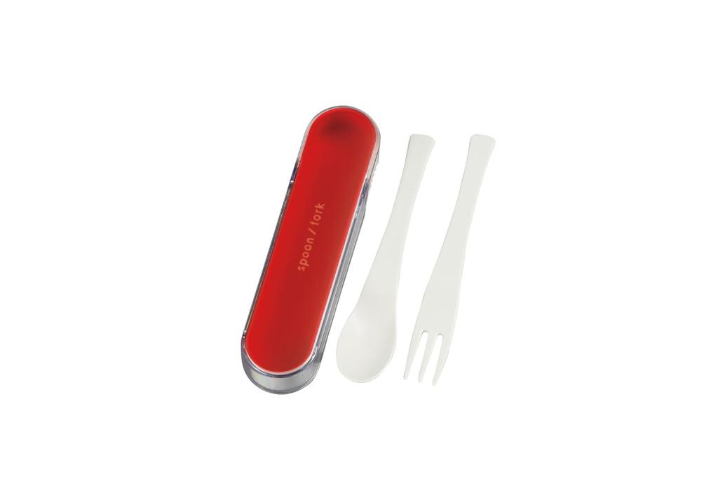 Tatsumiya COLOR Spoon Fork Case RD D4 H2 33389 & Size [Case] Approx. W15.5 [Spoon] Approx. 14.7cm [Fork] Approx. 14.5cm