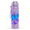 1PC Purple Butterfly Colorful Wings 750ml Color Plastic Sports Water Bottle Leakproof Flip Straw Lid Suitable for Sports Office Home Use