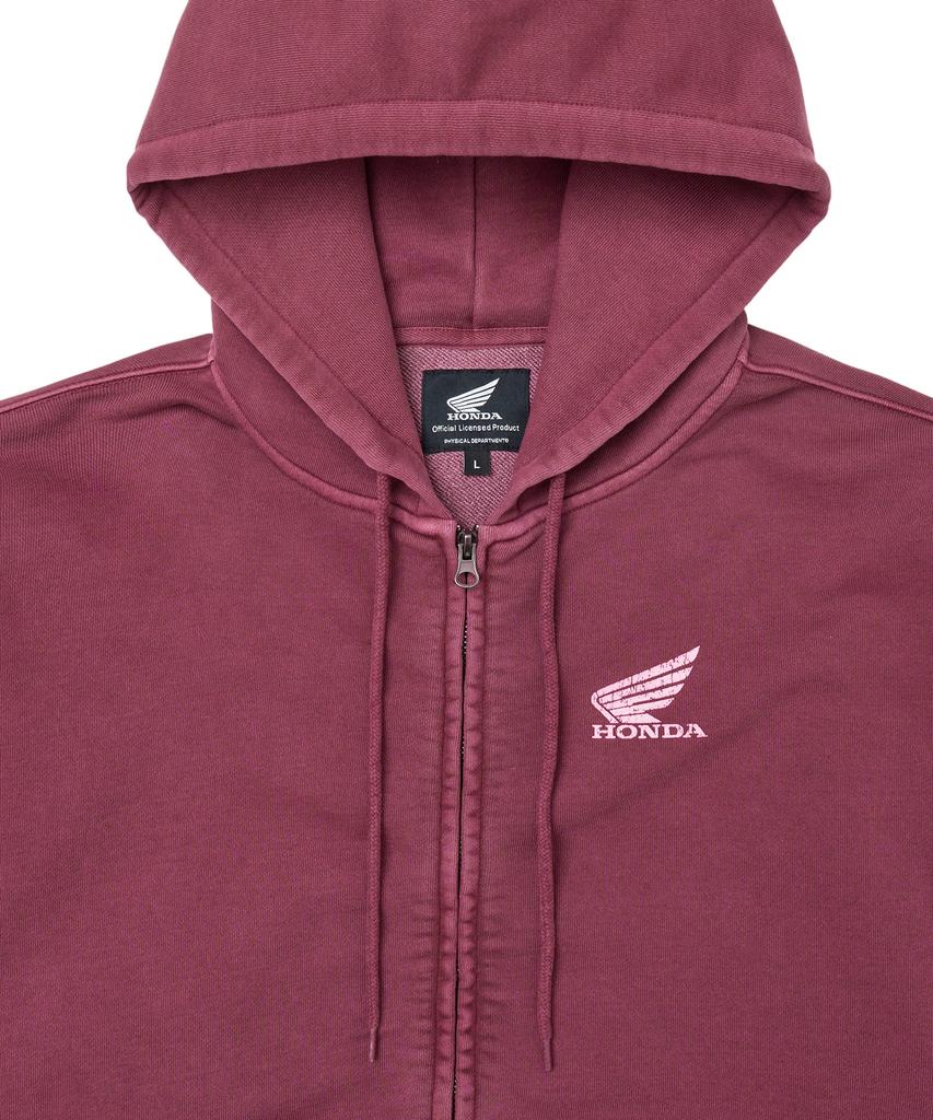 Phyps Motorcycle Pigment Scratch Logo Hoodie Zip-Up Red