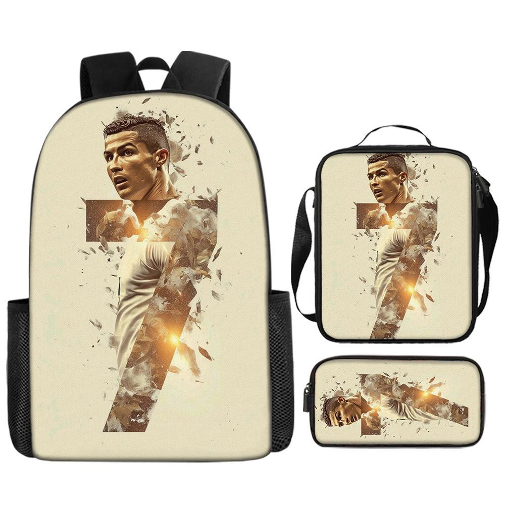 Zaino Stampato Stella del Calcio Zaino Scolastico per Bambini in Tre Pezzi Zaino Cartone Animato per Studente di Scuola Elementare