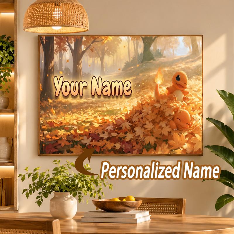Charmander Custom Name Diamond Painting Personalized 5D Full Drill DIY Diamond Art Home Decor
