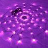 96LED Battery Powered Halloween LED Spider Web Light with Remote Spiderweb Purple Lights String for Garden Halloween Party Decor