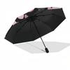 1pc Heart Print Automatic Folding Umbrella, 8 Ribs Iron Frame, Suitable for Outdoor Travel and Daily Use yy251120225