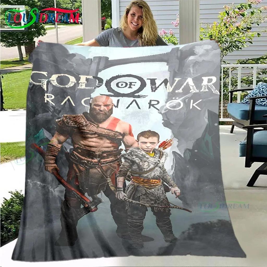 3D Game God of War Pattern Blanket Star Art Flannel Thin Blanket Portable Home Travel Office Lunch Break Blanket Birthday Gift