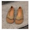 Johnature Mocasini Versatili din Piele Naturală Retro Culoare Solidă cu Talpă Moale Piele Moale de Vacă Pantofi de Damă Slip-on