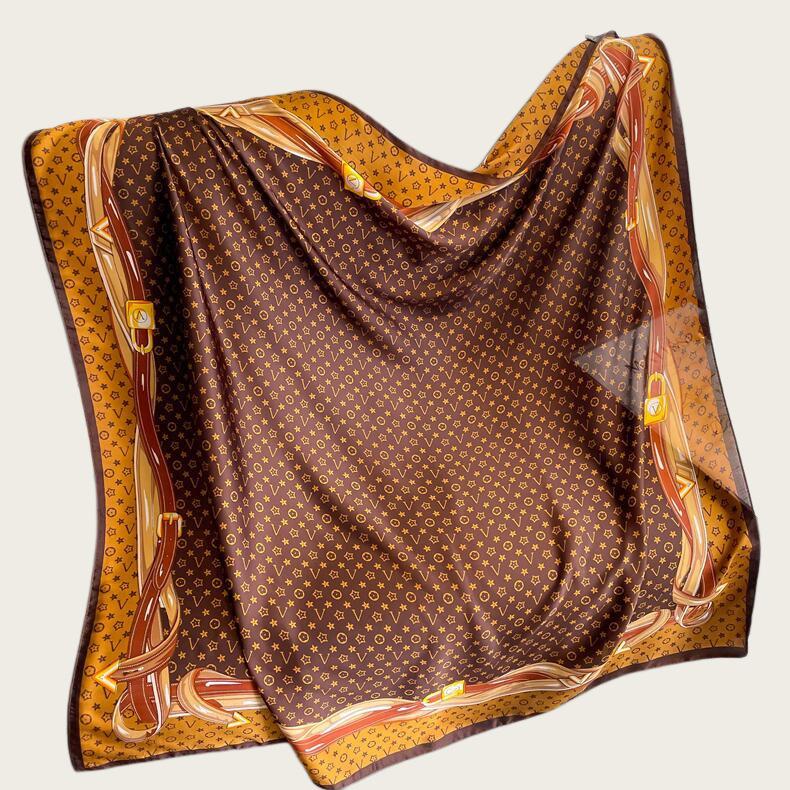 Hangzhou Silk Satin Brocade Scarf 110x110: Versatile Large Silk Feel Shawl for Air Conditioning