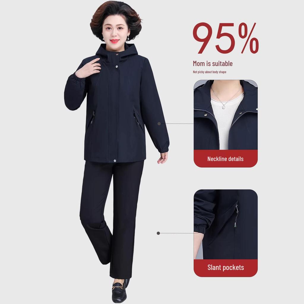 2026 Spring & Autumn Plus Size Windbreaker for Middle-Aged & Elderly Women