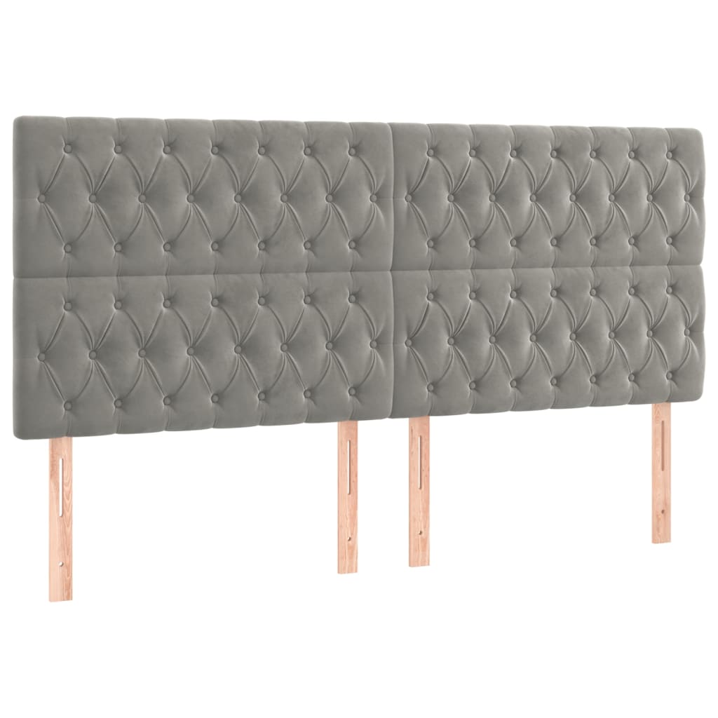 Vidaxl Letto Continentale Con Materasso, Grigio Chiaro, 180X200Cm, Velluto