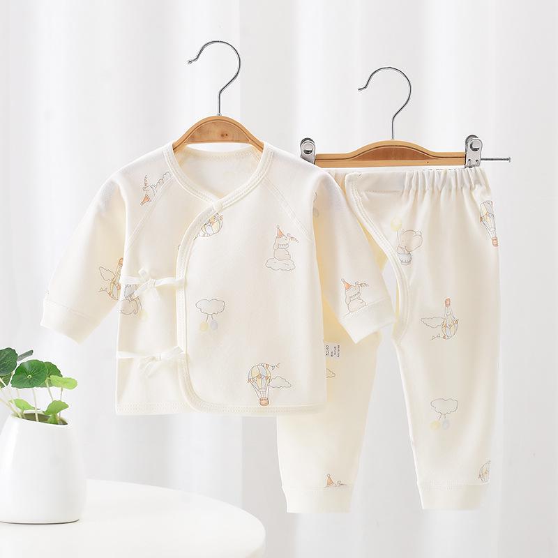 Set Haine Bumbac Toamnă Bebeluș: Salopetă Velcro pentru Nou-născut cu Croi Deschis