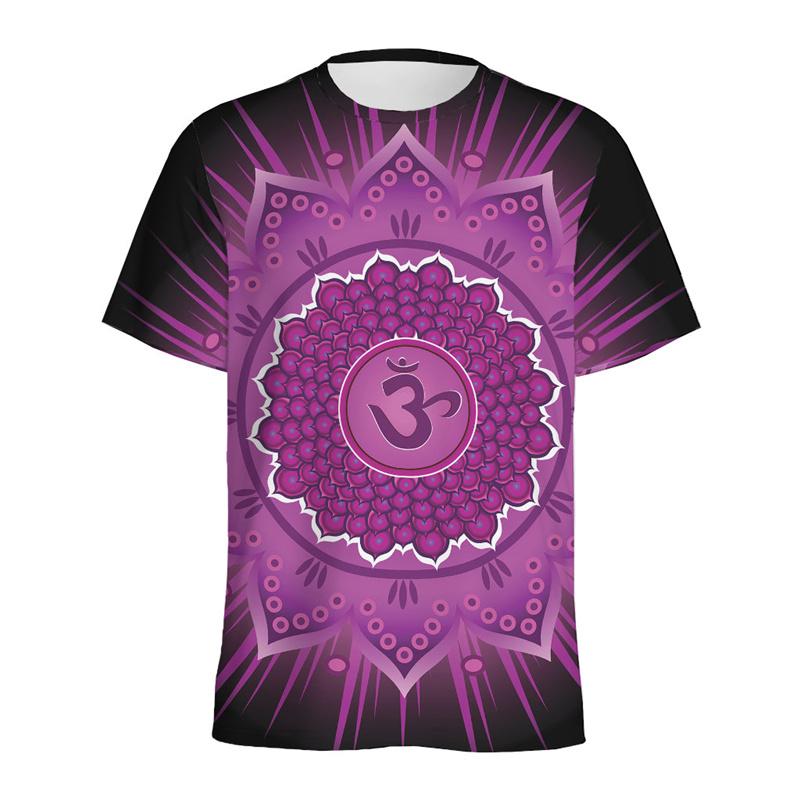 Spiritual Pattern 3D Printed T-shirt For Men Ethnic Floral T Shirt Women Round Neck Short Sleeve Summer Street Tees