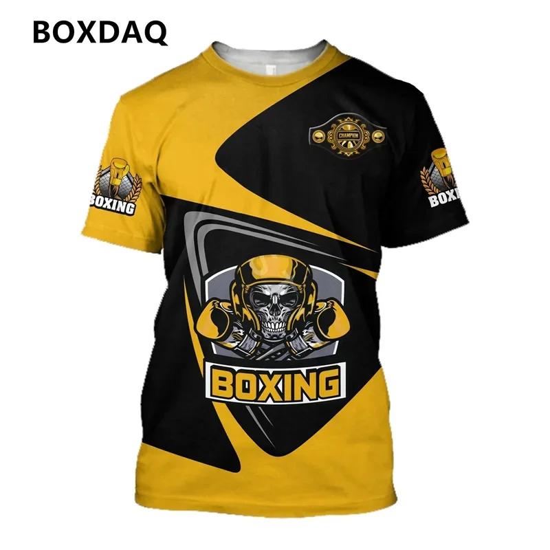 Short Sleeve Men's Sports T-Shirts Boxing Fight Workout Casual Sporty Tops 3D Print Street Style O-Neck Tee Plus Size 6XL