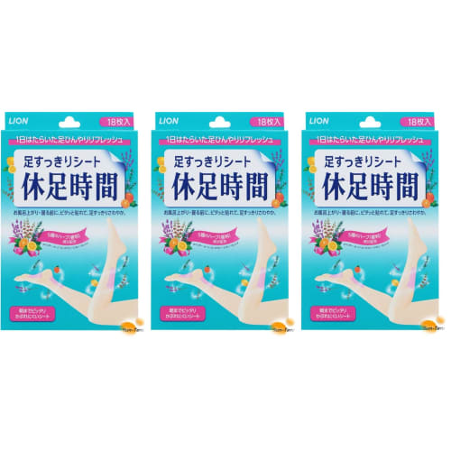 

[A blissful reward for hard-working feet] Kyusoku Jikan Foot Refreshing Sheets, 18 sheets x 3 packs, snug fit, strong cooling effect, refreshing