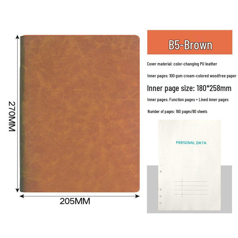 2024 A5 & B5 Loose-Leaf Business Notebook with Removable Ring Binder